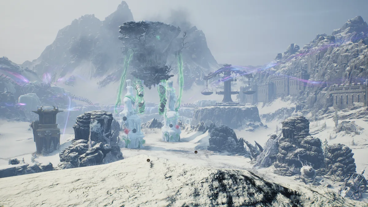Area bersalju dengan kristal hijau dari bagian Colossus Vegamor di catatan update 4.13.0 Throne and Liberty