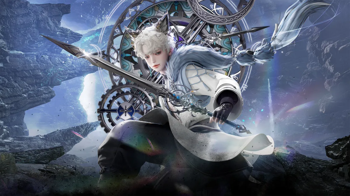 Key art Dimensionalist, class Specialist baru Lost Ark dengan senjata jarum jam dan lingkaran dimensi