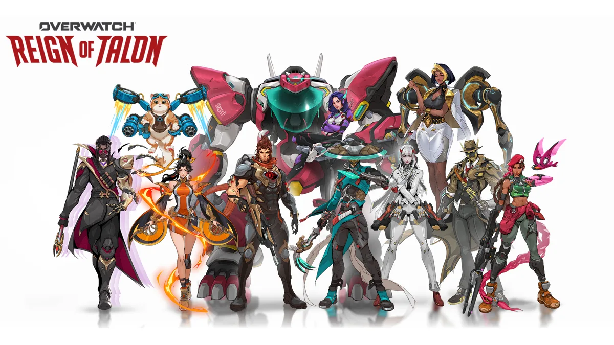 Lineup resmi hero Overwatch 2026 dengan logo Reign of Talon, Doctrine berdiri paling kiri