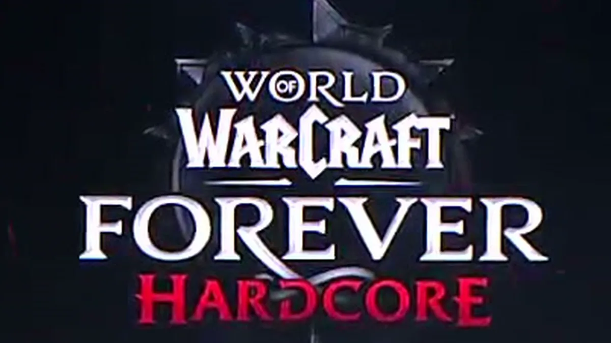 Logo World of Warcraft Forever Hardcore di layar panggung BlizzCon 2026