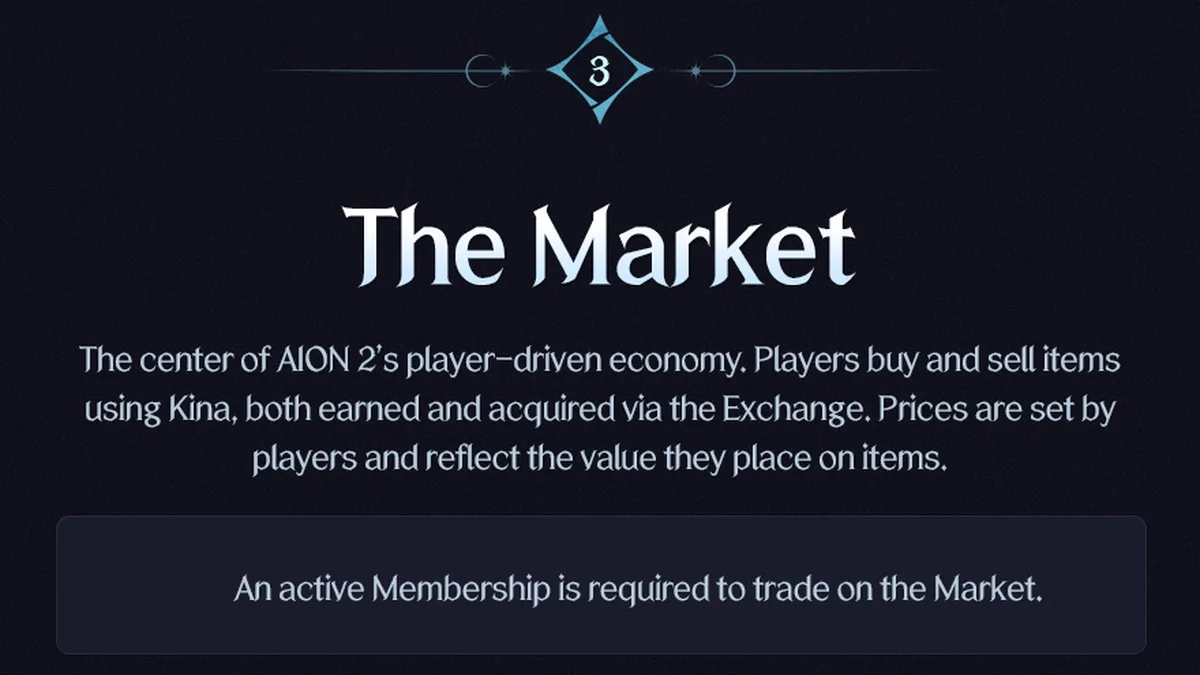 Pengumuman resmi AION 2 global bagian The Market: Membership aktif wajib untuk berdagang di Market