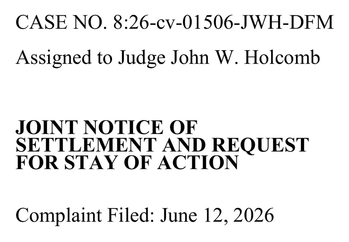 Kepala dokumen Joint Notice of Settlement and Request for Stay of Action dalam gugatan Blizzard terhadap pengelola Ascension